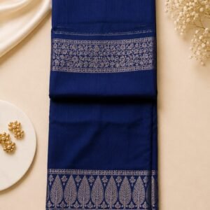 Navy Blue Cotton with Silver Border