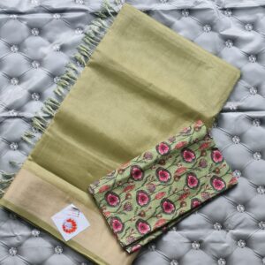 Olive Green Semi Silk Saree
