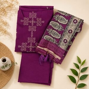 Royal Purple Embroidery Dress Material