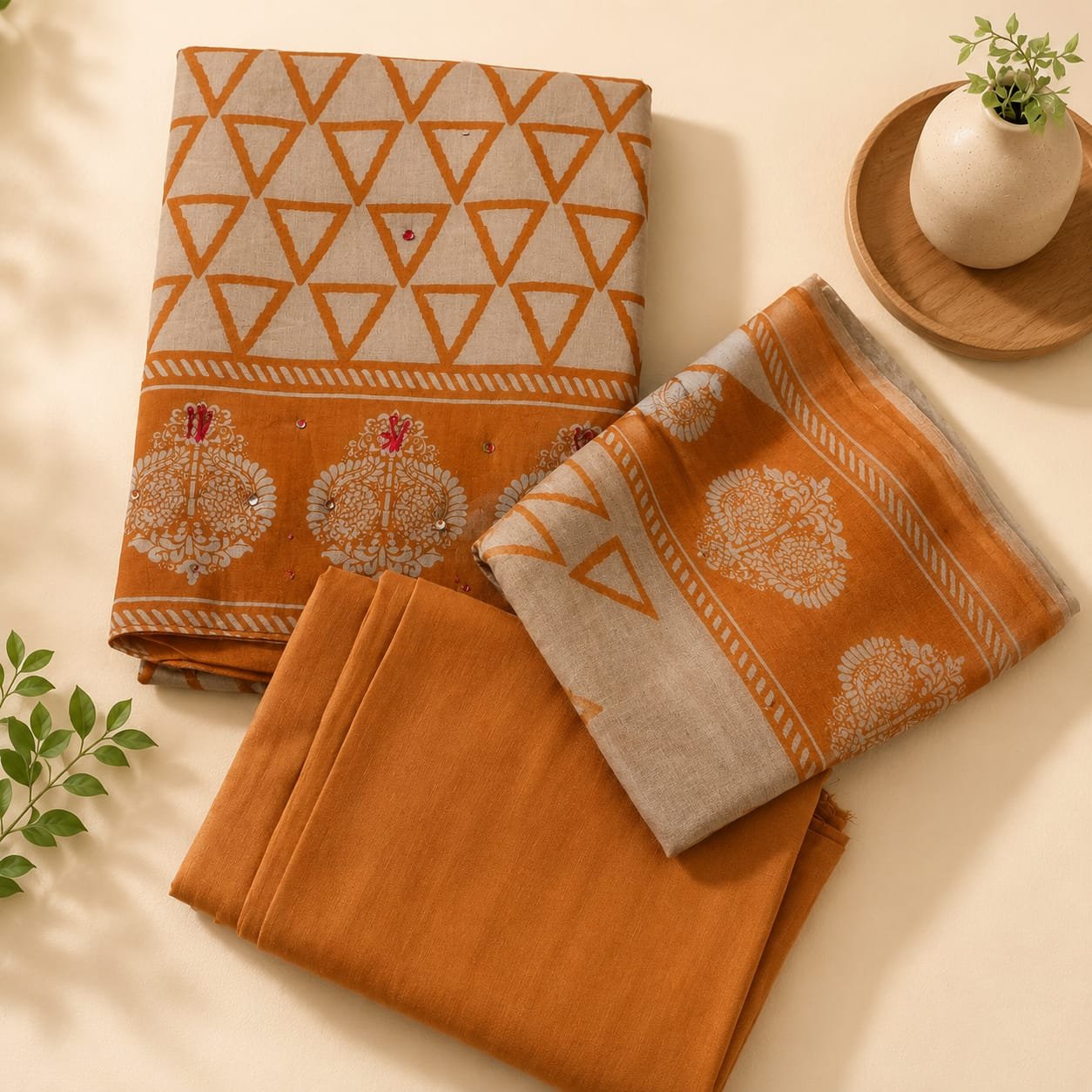 Mustard Geometric Soft Cotton