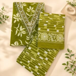 Olive Green Printed Soft Cotton