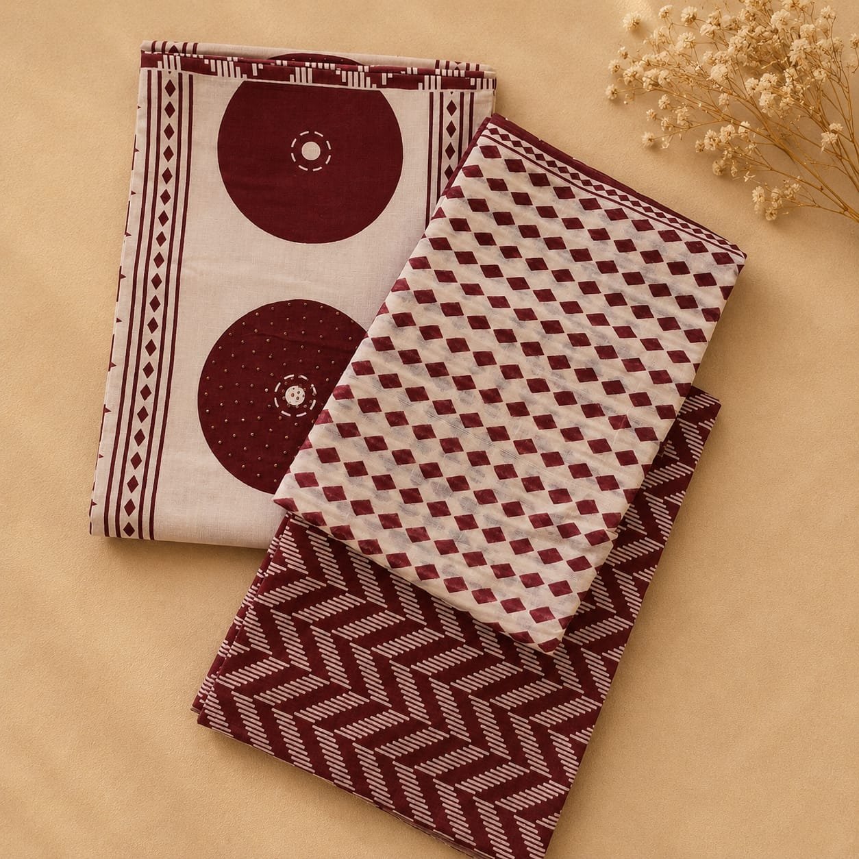 Maroon Elegance Unstitched Salwar Set