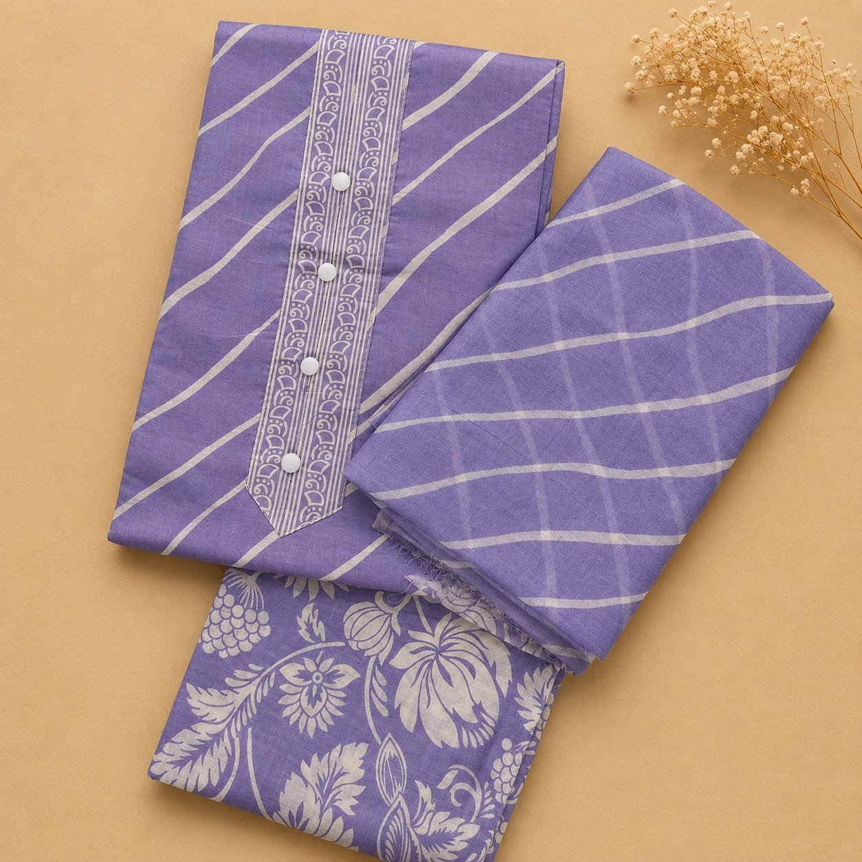 Lavender Stripe Dress Material