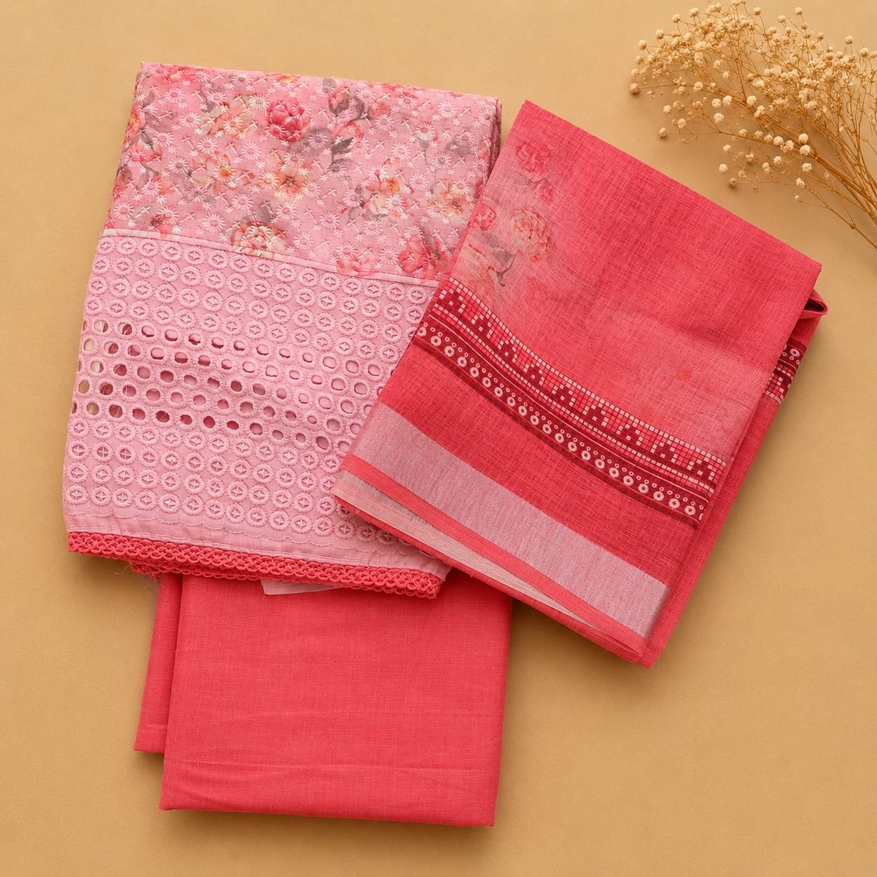 Blush Pink Floral Dress Material