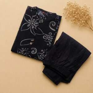 Black Floral Cord Set