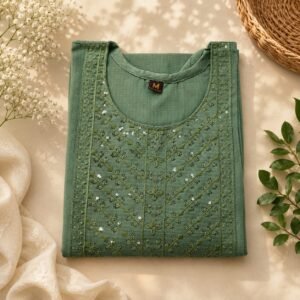 Sage Green Embroidered Kurti