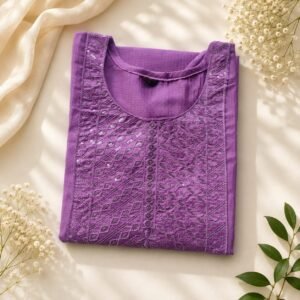 Lavender Chevron Embroidered Kurti