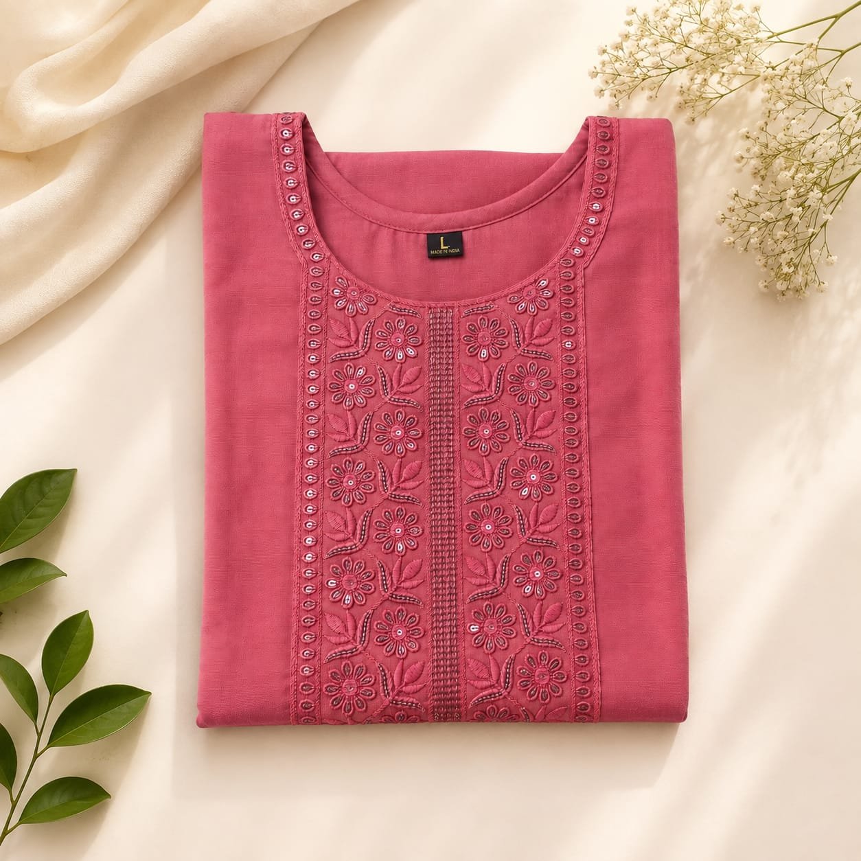 Dusty Coral Embroidered Kurti
